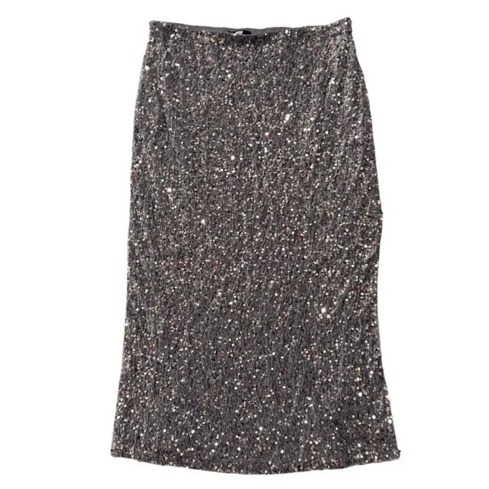 Madden NYC silver sequin maxi skirt  size XL, elastic waistband